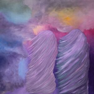 Agnieszka Sawicka, Odchodząc, zabierz mnie / As You Leave, Take Me with You — fioletowe formy / violet forms, olej na płycie / oil on board, 2025