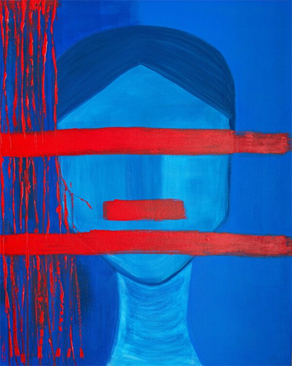 Agnieszka Sawicka, Uciszenie / Silencing, acrylic on canvas, 2026