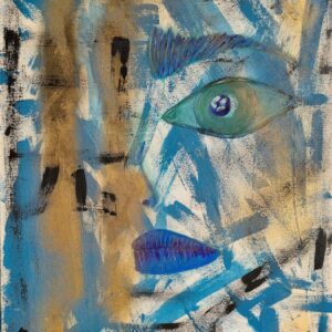 Agnieszka Sawicka, Widzieć / To See — fragmentaryczna twarz z centralnym okiem / fragmented face with a central eye, 2025