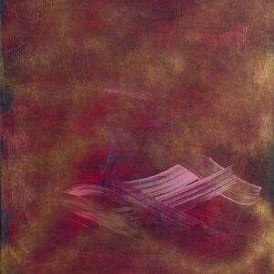 Agnieszka Sawicka, Wiosna / Spring — abstrakcyjna kompozycja w burgundzie i ochrze / abstract composition in burgundy and ochre, 2025
